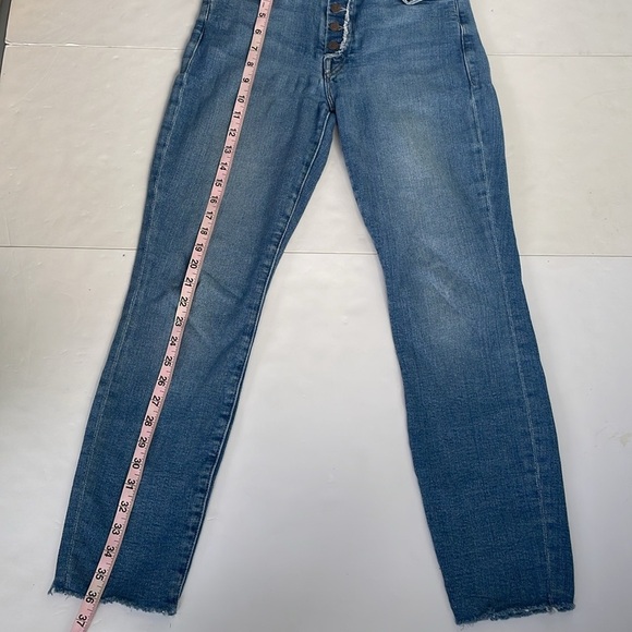 MOTHER The Fly Cut Stunner Ankle Fray Night On a Shiny White Vespa Blue Jeans 26 - Picture 16 of 17